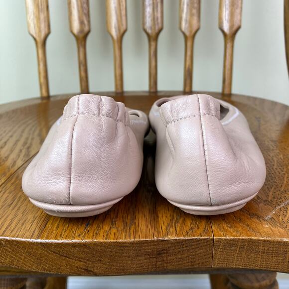 Tory Birch Minnie Travel Ballet Flats Scrunchie Back Nude Blush Color Sz 8 - Picture 8 of 16